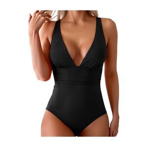🖤 Eomenie Ribbed One-Piece Swimsuit – Black – Size M – NWT